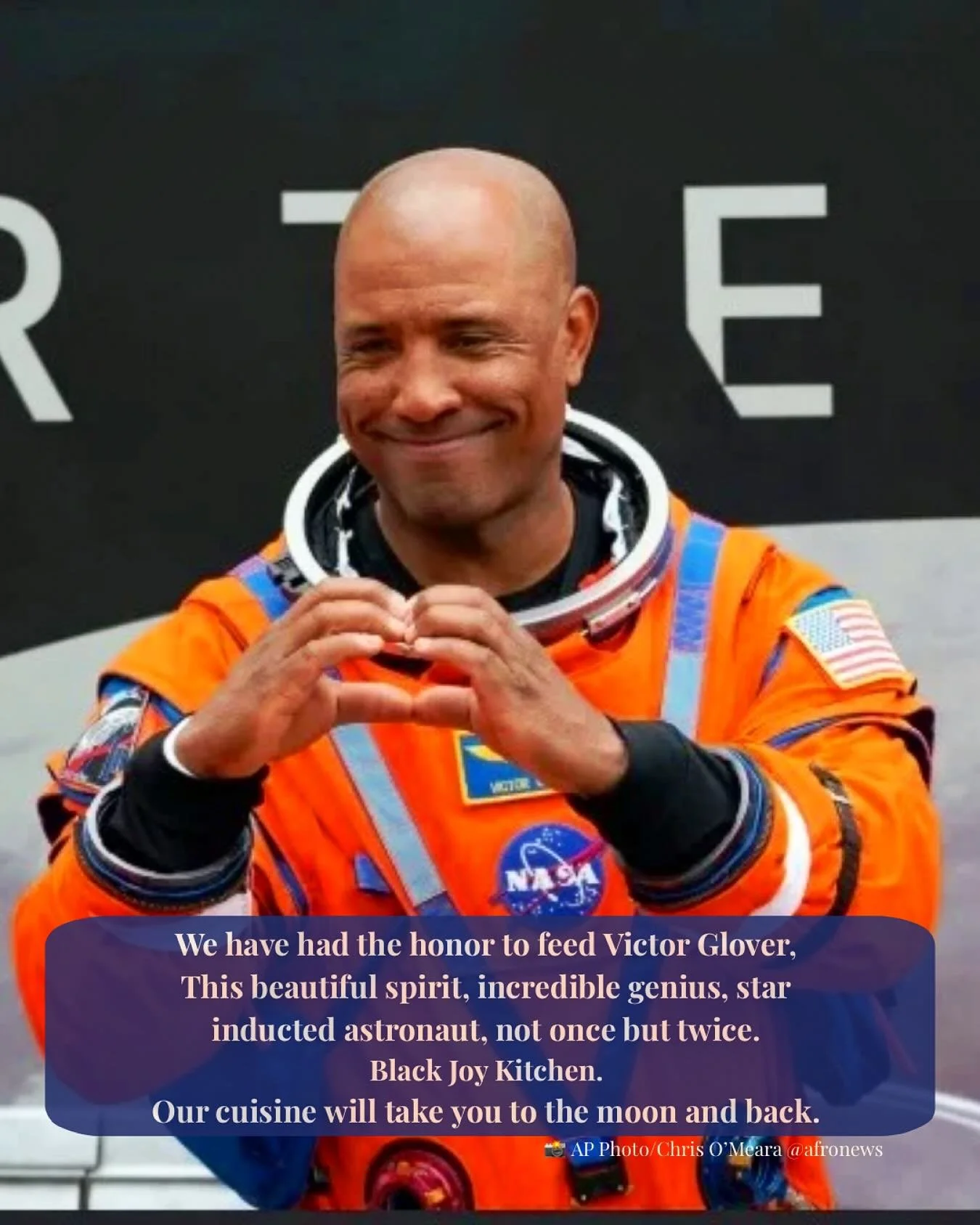 To the moon and back 🚀✨

Honored to serve @astrovicglover &mdash;twice.
-Black Joy Kitchen.

📸 AP Photo/Chris O&rsquo;Meara @afronews