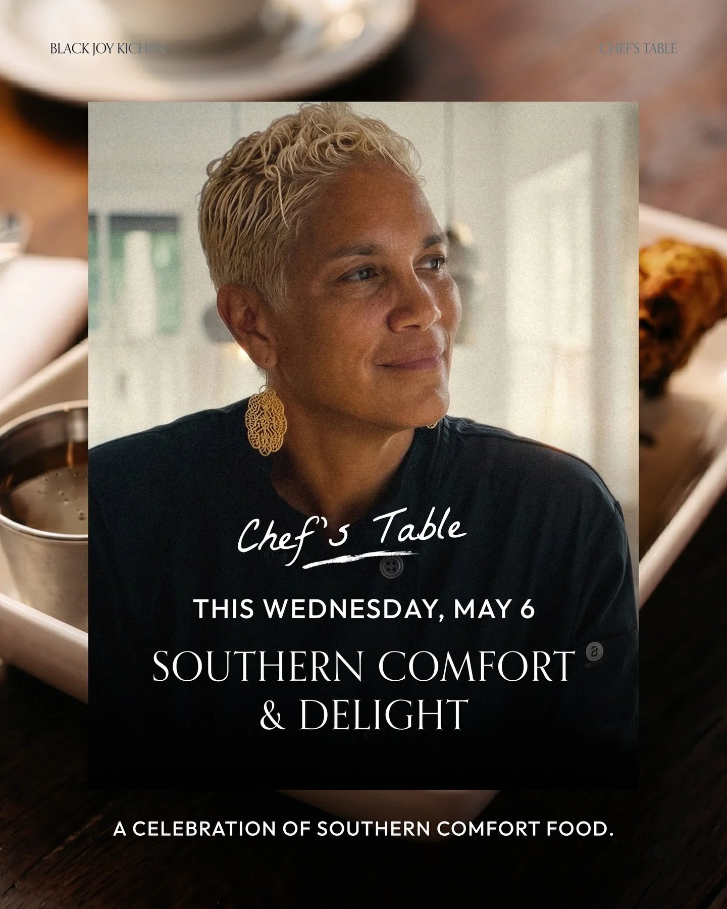 This Wednesday 🗓️

Chef&rsquo;s Table: Southern Comfort &amp; Delight ✨

This week, we&rsquo;re gathering around the flavors of the American South with a menu rooted in comfort, tradition, and delight.

Shrimp and Grits.
Tea Brined Chicken and Waffl