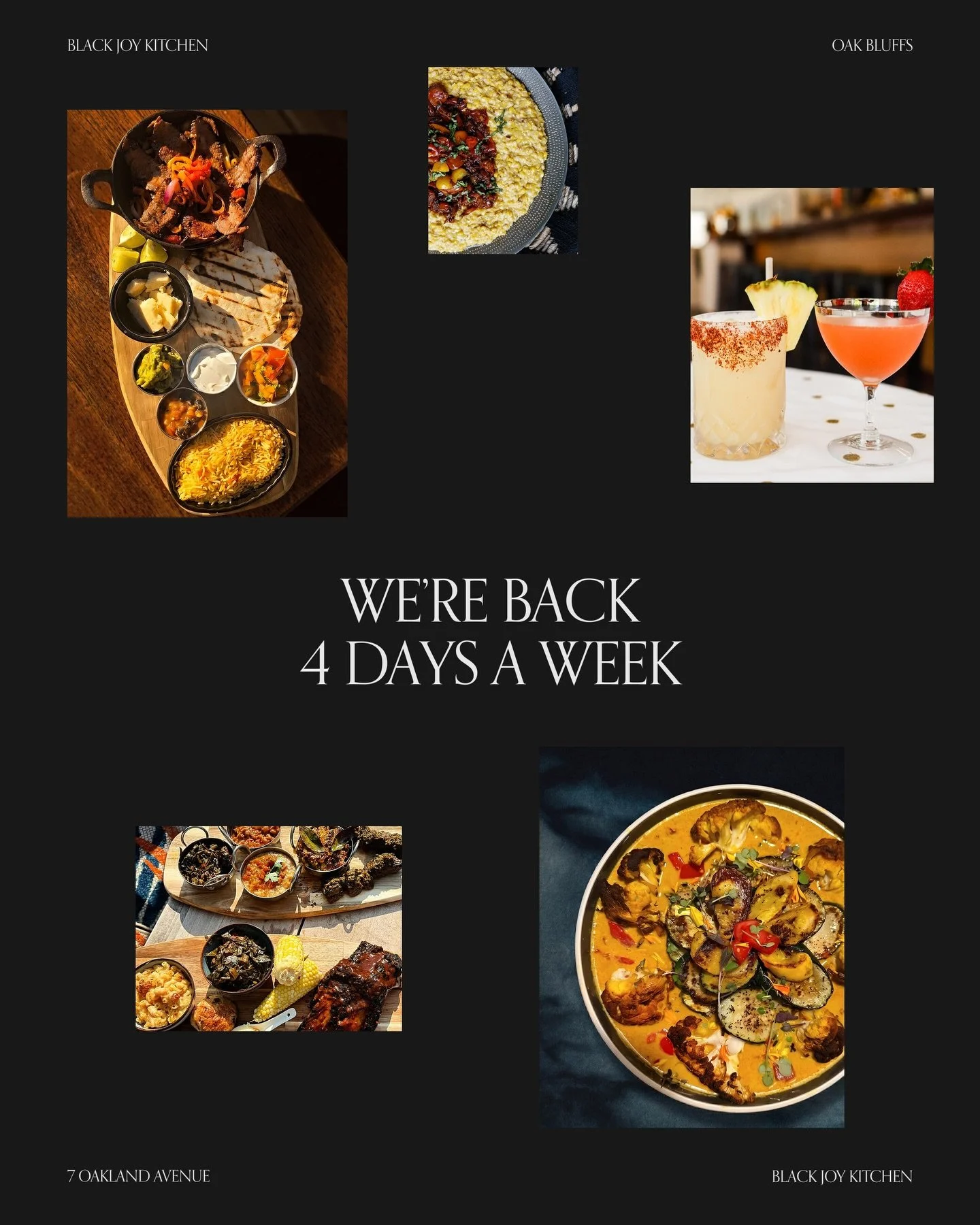 We&rsquo;re baaack 4 days a week ⭐⭐⭐⭐

And tonight, we open with something special: the last Chef&rsquo;s Table of the season, The Mighty Gold Coast, a journey through the flavors of Ghana 🇬🇭🇬🇭

Then Thursday through Saturday, come gather with us