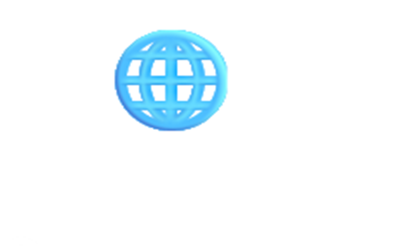 Blue globe icon with grid lines representing the internet or global connectivity.