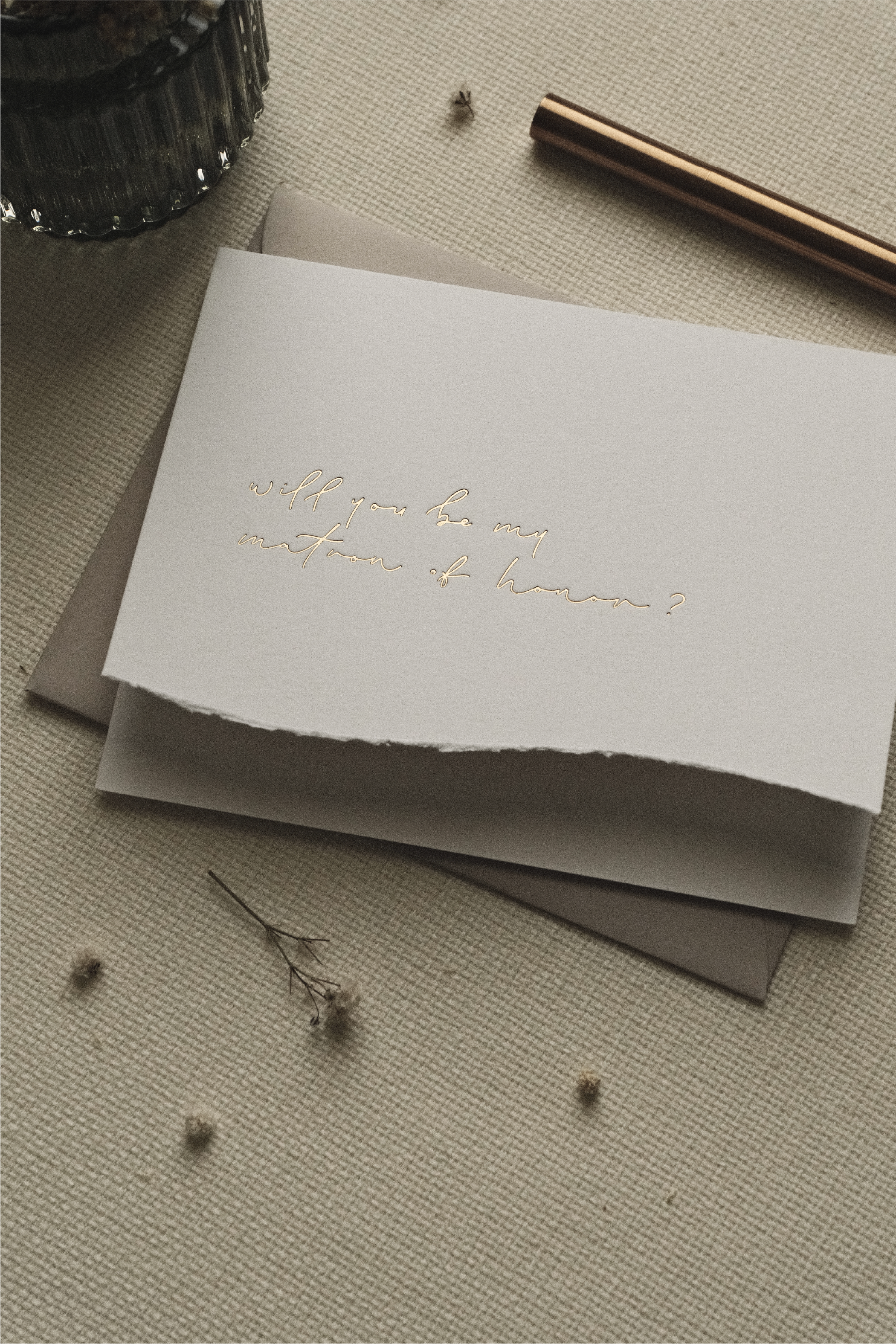 Matron of Honor Proposal Card with Deckled Edge