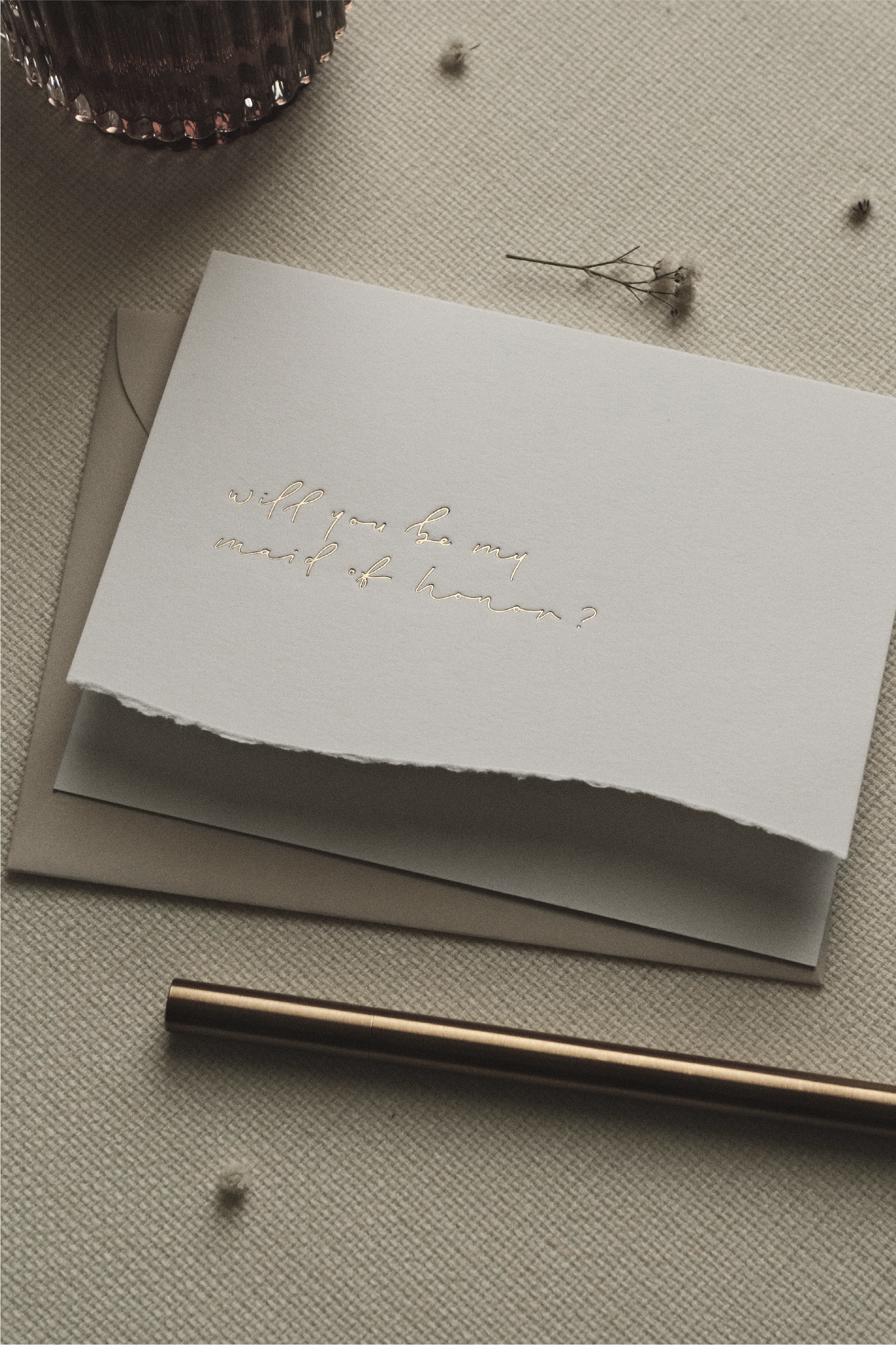 Maid of Honor Proposal Card with Deckled Edge