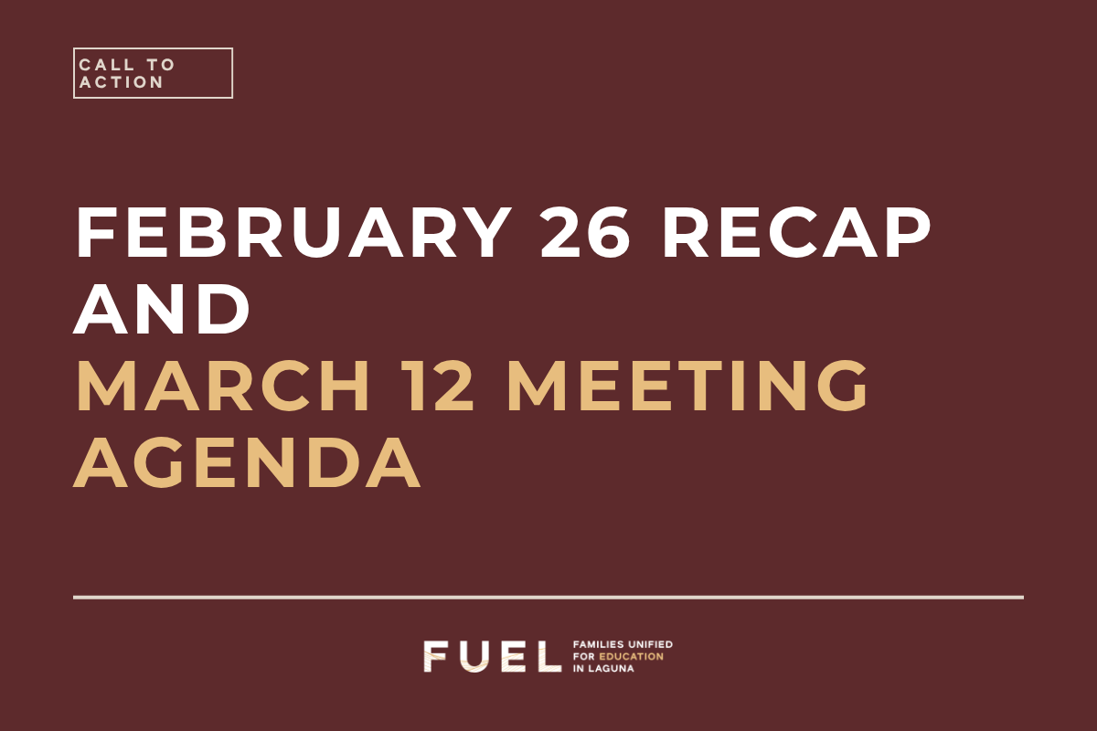 February 26 Recap and March 12 Meeting Agenda