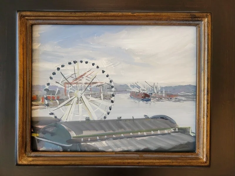 The Seattle Great Wheel. Gouache. 8” x 10”
