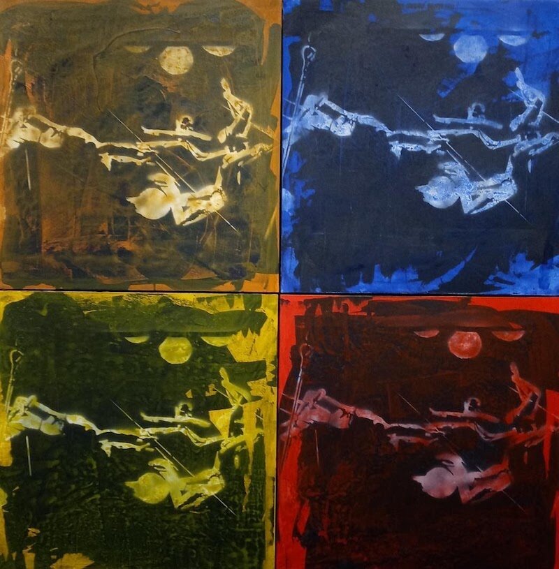 The High Flyers, Johnny McKee. Acrylic on canvas, 72 x 72.