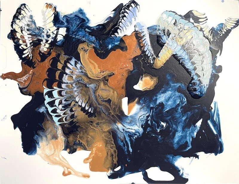 Tumultuous Wings. Acrylic on yupo. 16” x 20”