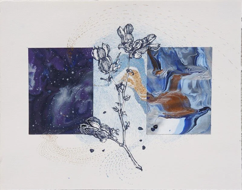 Yucca Pods. Mixed media on paper. 16” x 20”