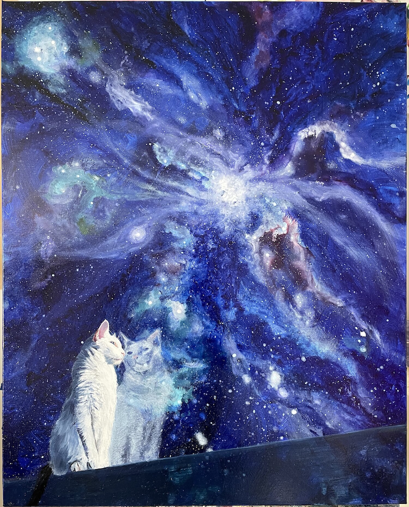 Jimmy’s Contemplation on the Universe by Amy Martin. Oil on Canvas. 24” x 30”