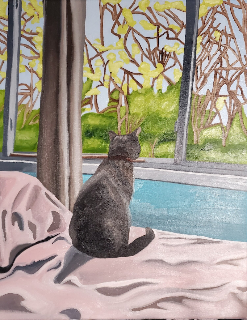 The Cat. By Courtland Blade. Oil on Canvas, 20” x 16.”