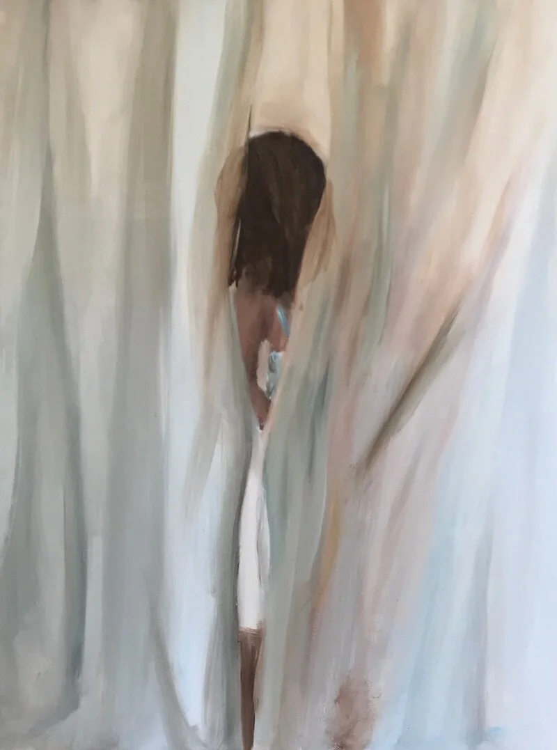 In Between Folds, oil on canvas, 30”x40"