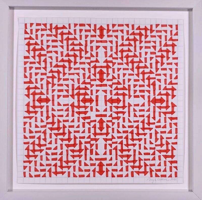 Spin. Marker on grid paper. 9” x 9”