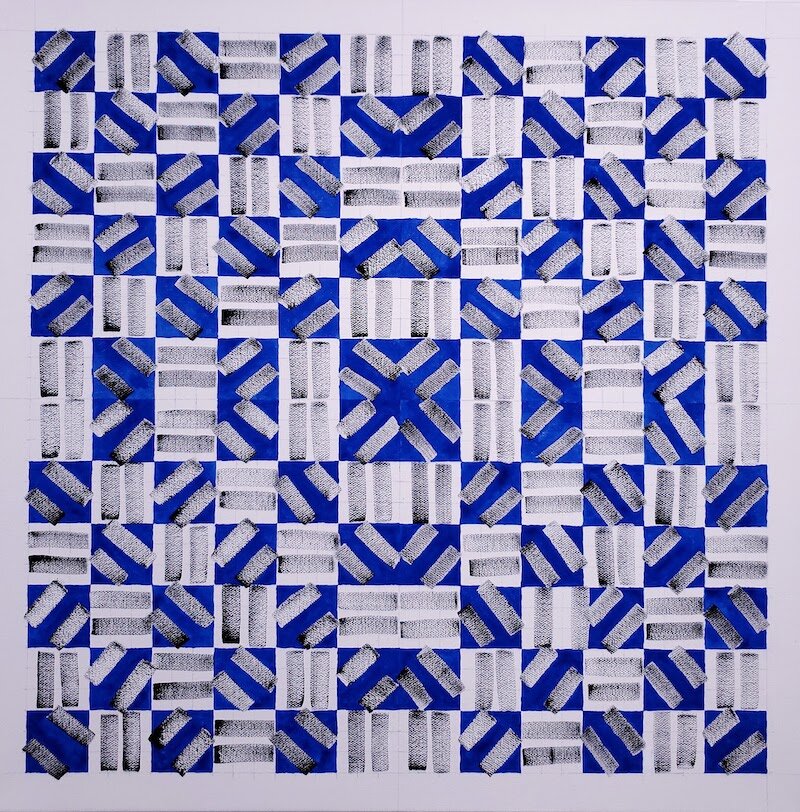 Sky Chart. Acrylic gouache on canvas. 20” x 20”