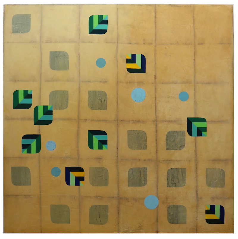Seed Starter, Mixed Media on Oxidation Printed Quilting Fabric, 36"x36"