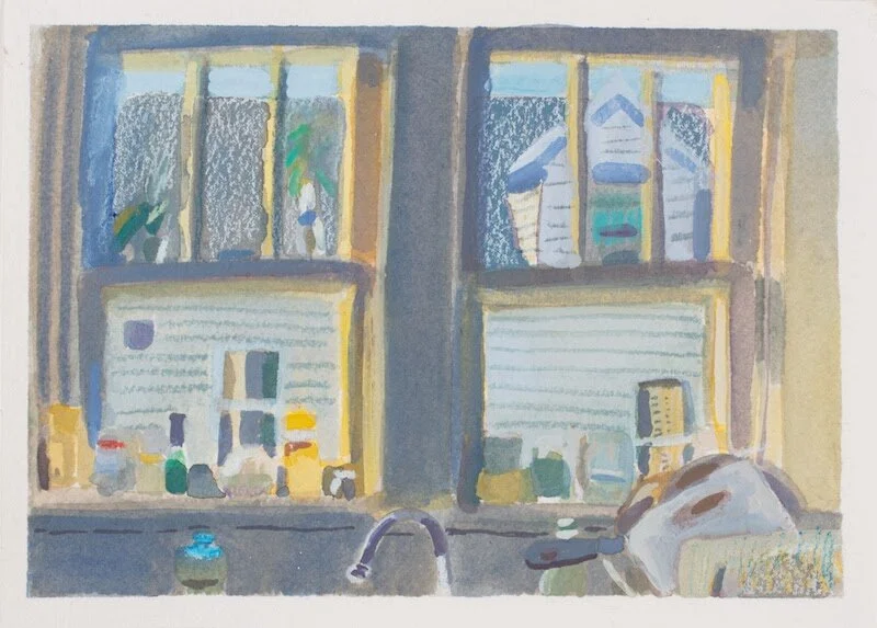 Kitchen Window. gouache and colored pencil on paper. 6.5" x 4.5"