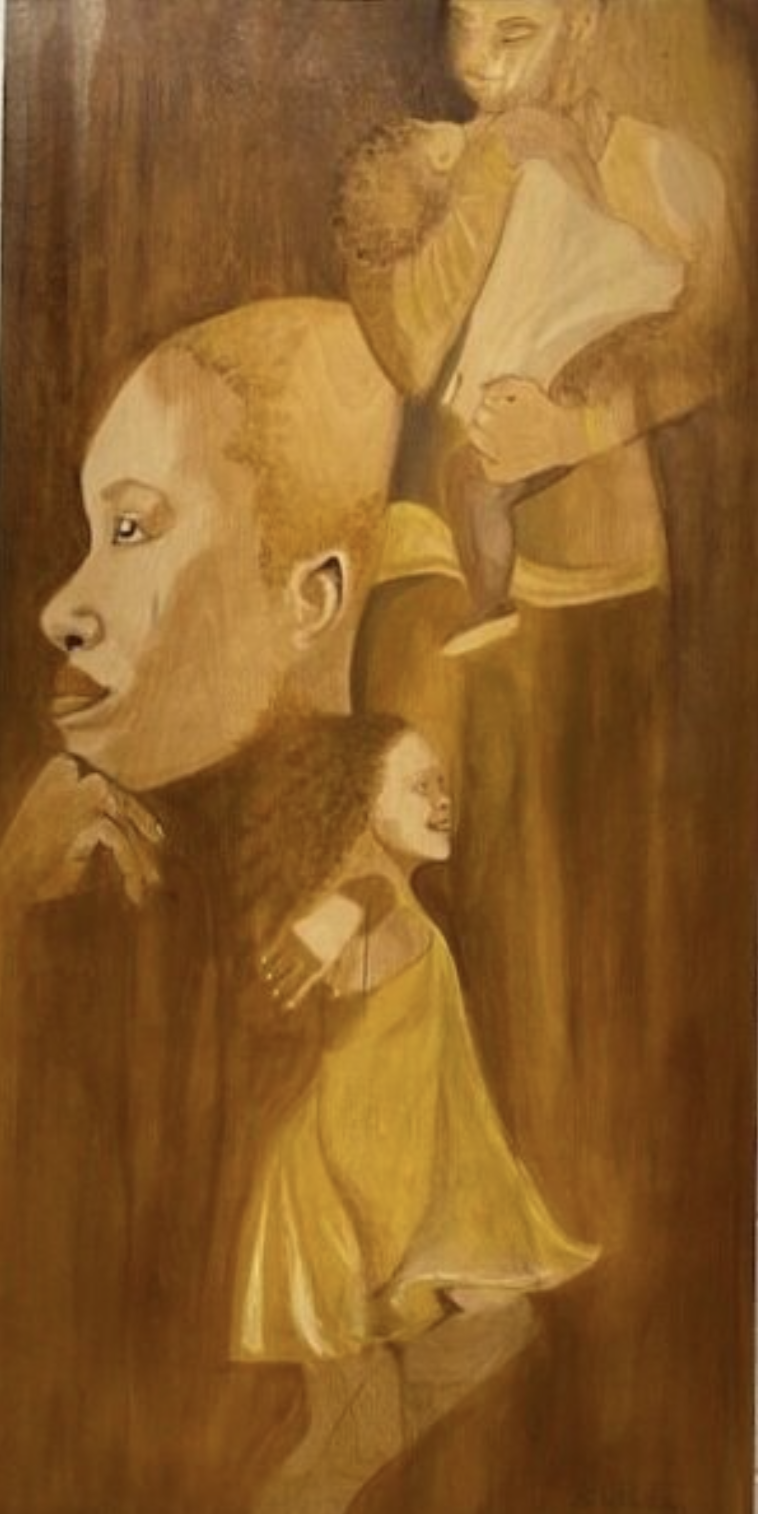 Pass it on by S.J. Holiday/Mijiza. Acrylic on Wood, 24” x 48”