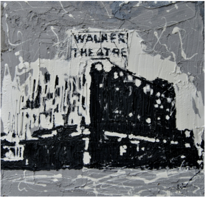 Madame Walker. Concrete, Tar, White Latex on Wood. 24”x24”.