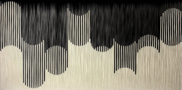 Knowingly oscillating between what’s best and worst. Wool, 48 x 96”