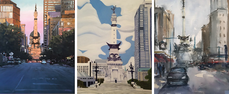 Paintings from Left to Right: Sunday Morning by Jed Dorsey; Soldiers and Sailors Monument by Courtland Blade, Sunday Morning Light by Anna Afshar. The monument was finished and dedicated on May 15, 1902, with Episode 3 of the podcast on Historic Spa…