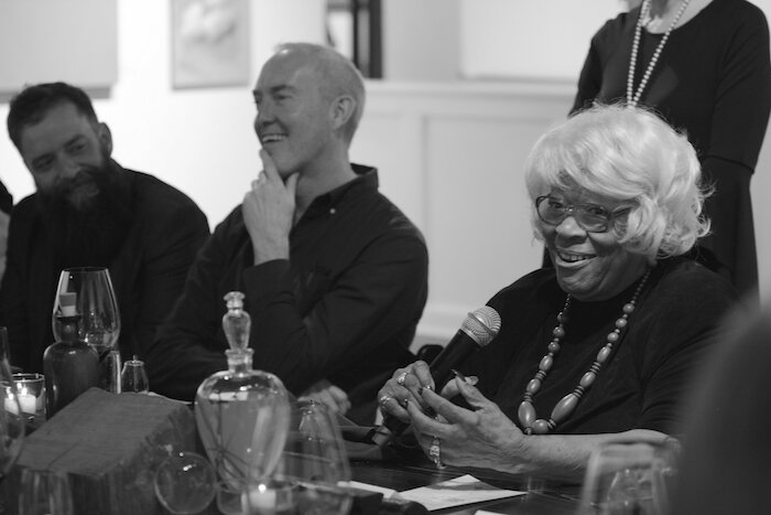 Johnny McKee (left) with Miss Joanna (right) at Art Dish.