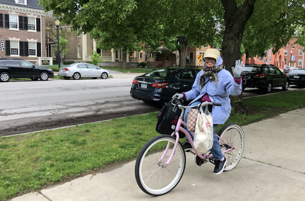 Miss Eleyes on her iconic bike