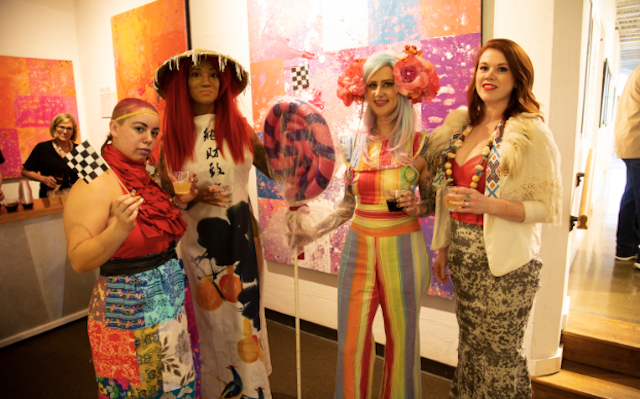 Models in front of Quincy Owens’s show, Throw Caution. Photo courtesy of Ashleigh Mower.