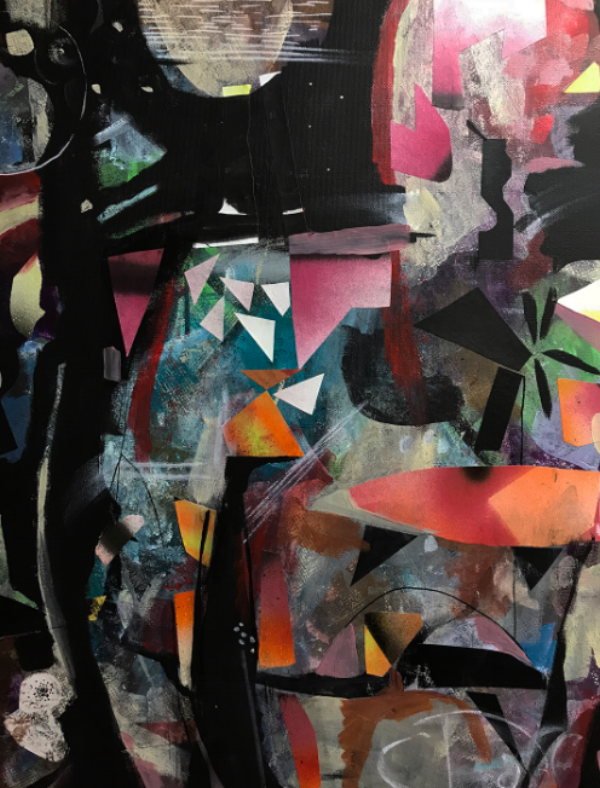 Cosmos,&nbsp;Acrylic and Collage on Canvas 18" x 24"