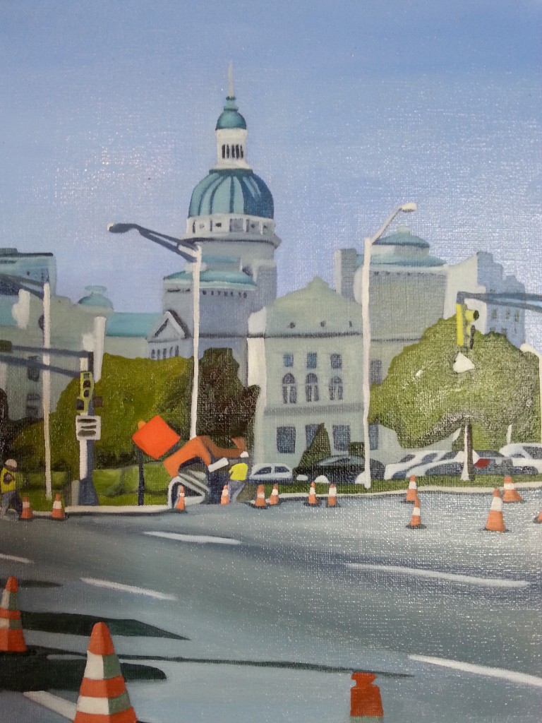 17th and New Jersey, Facing west 8 by 10, Oil on Linen