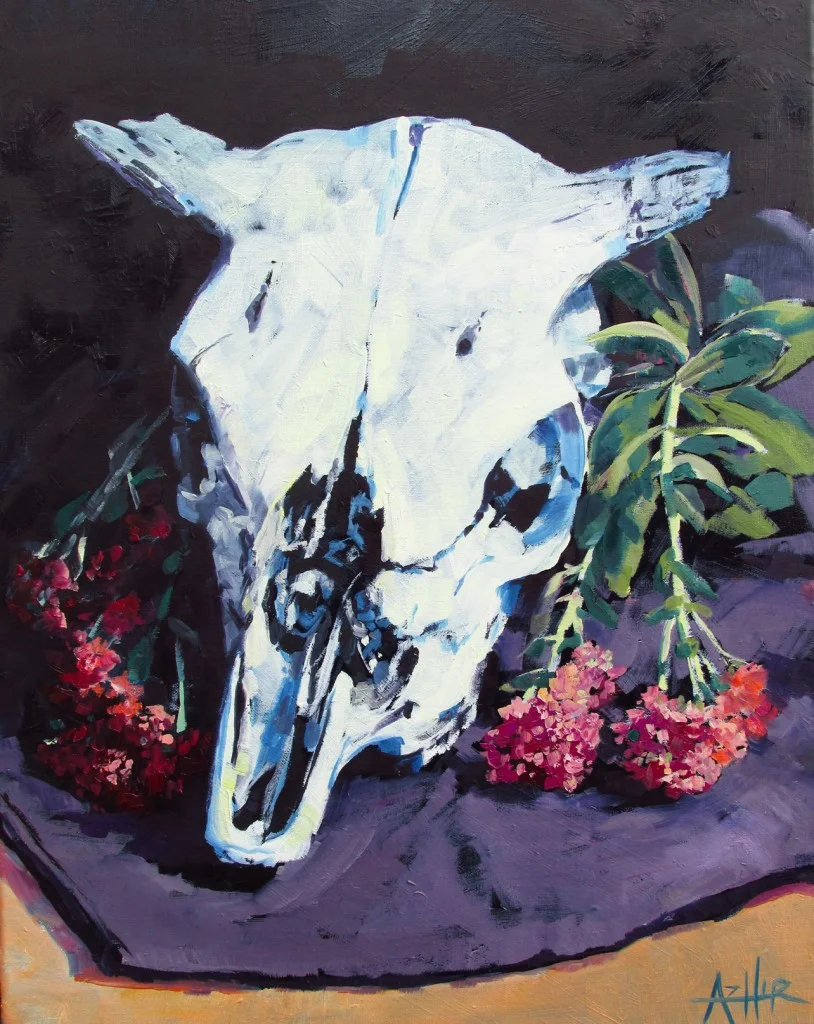 Sedums and Skull, Hirschten, 2014, Oil on Canvas