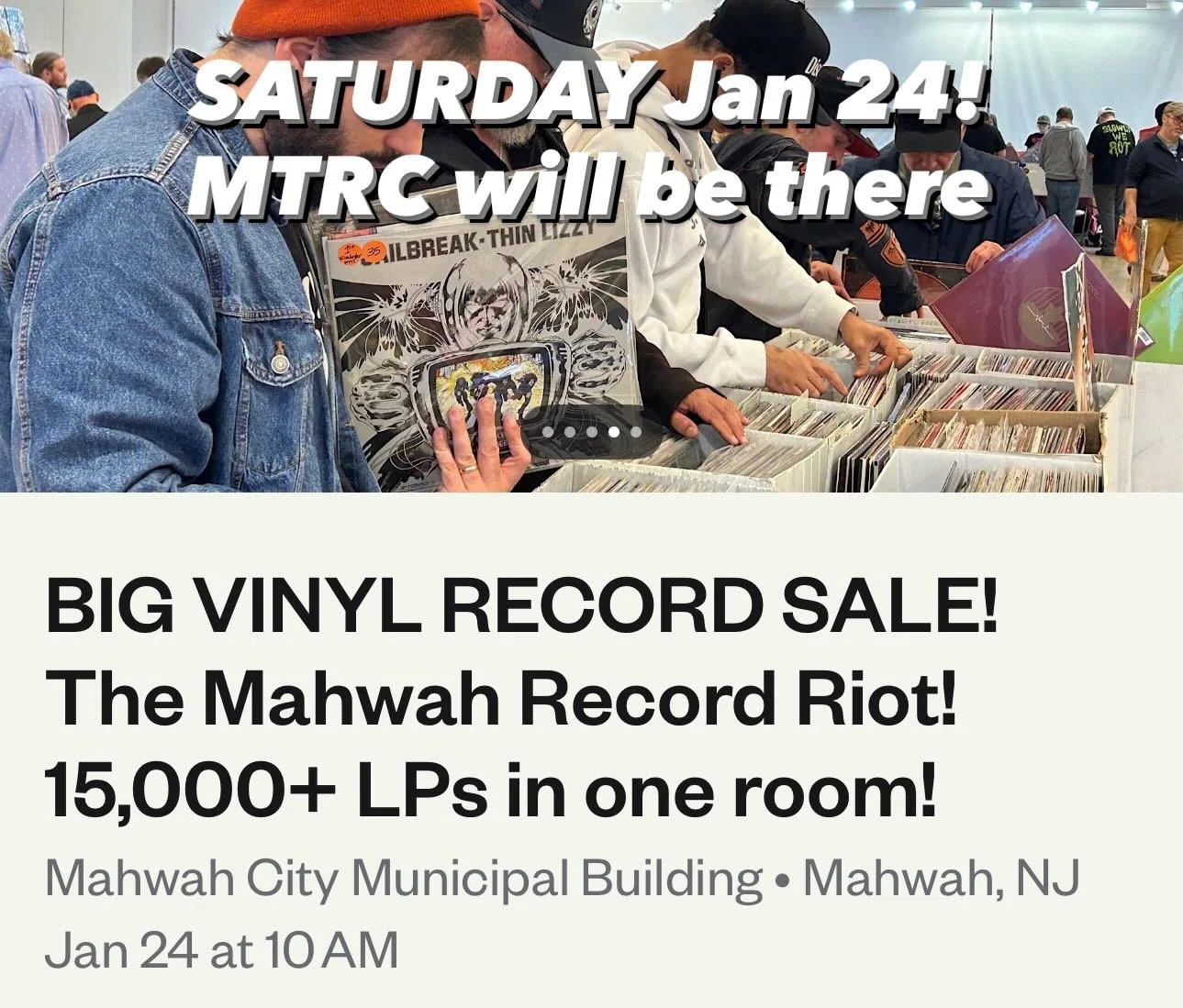 Hey NJ! Come say &rdquo;Hello&rdquo; and get some vinyl for when you get snowed in!