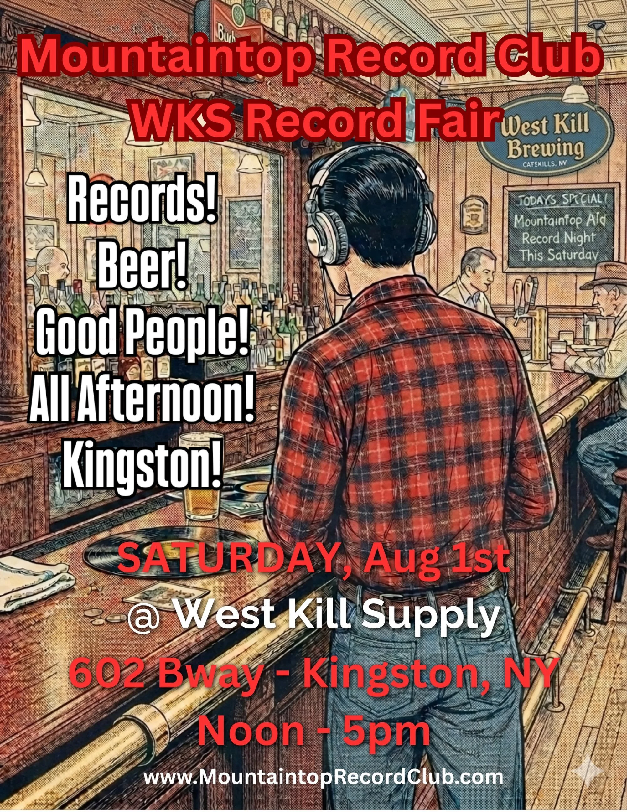 Bringing the Mountaintop to Kingston, NY Saturday, August 1st at West Kill Supply taproom 12-5pm 1,000s of records for sale from multiple dealers.  #recordfair #recordshow #usedrecords @round_about_recordsrlm @black.dog.records.518 @sweetsiderecords 