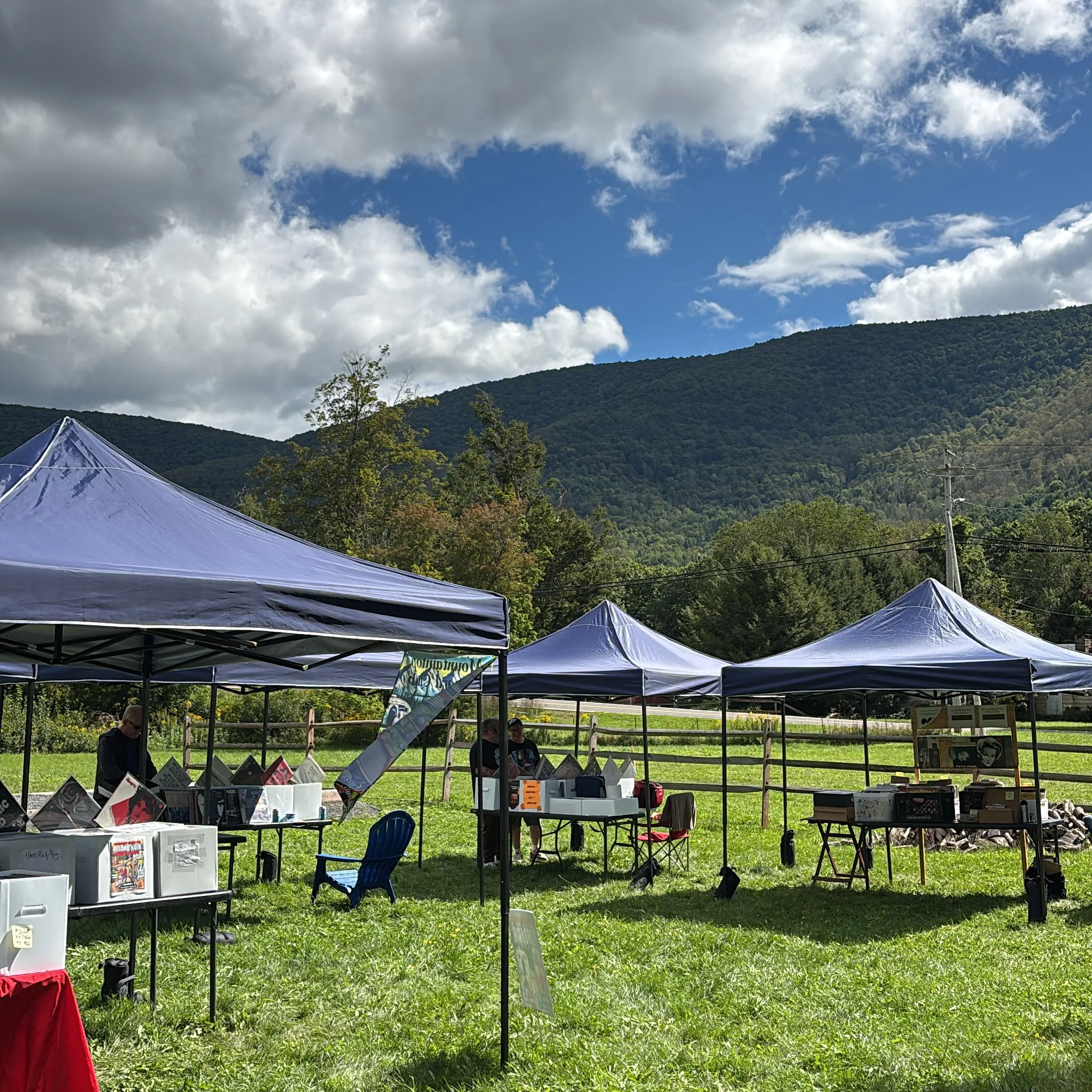 Another gorgeous day for a Mountaintop Record Fair.  Here until 5pm. Today and every Memorial Day And Labor Day Sunday.  Thanks @van_dusens @round_about_recordsrlm @sweetsiderecords Sepiatone Records and Basement32 Records