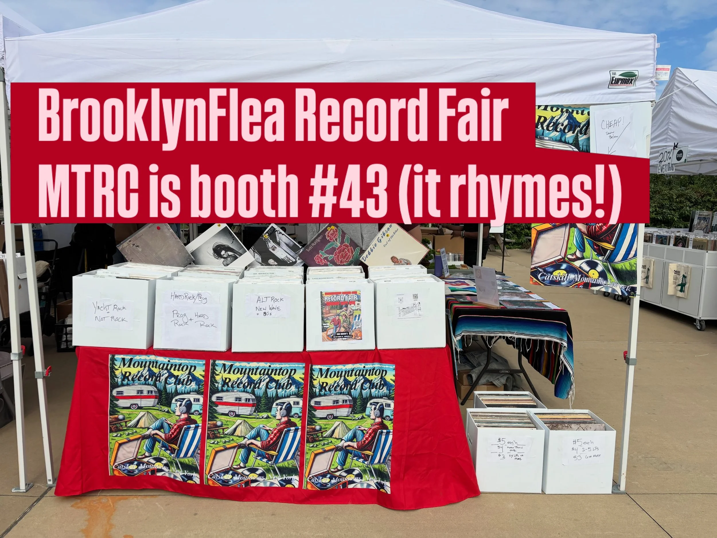 Brooklyn Flea Record Fair 
Saturday September 19, 2026
11am &ndash; 6pm
Smorgasburg, 90 Kent Ave. at N. 7th St. Williamsburg, Brooklyn
Free entrance