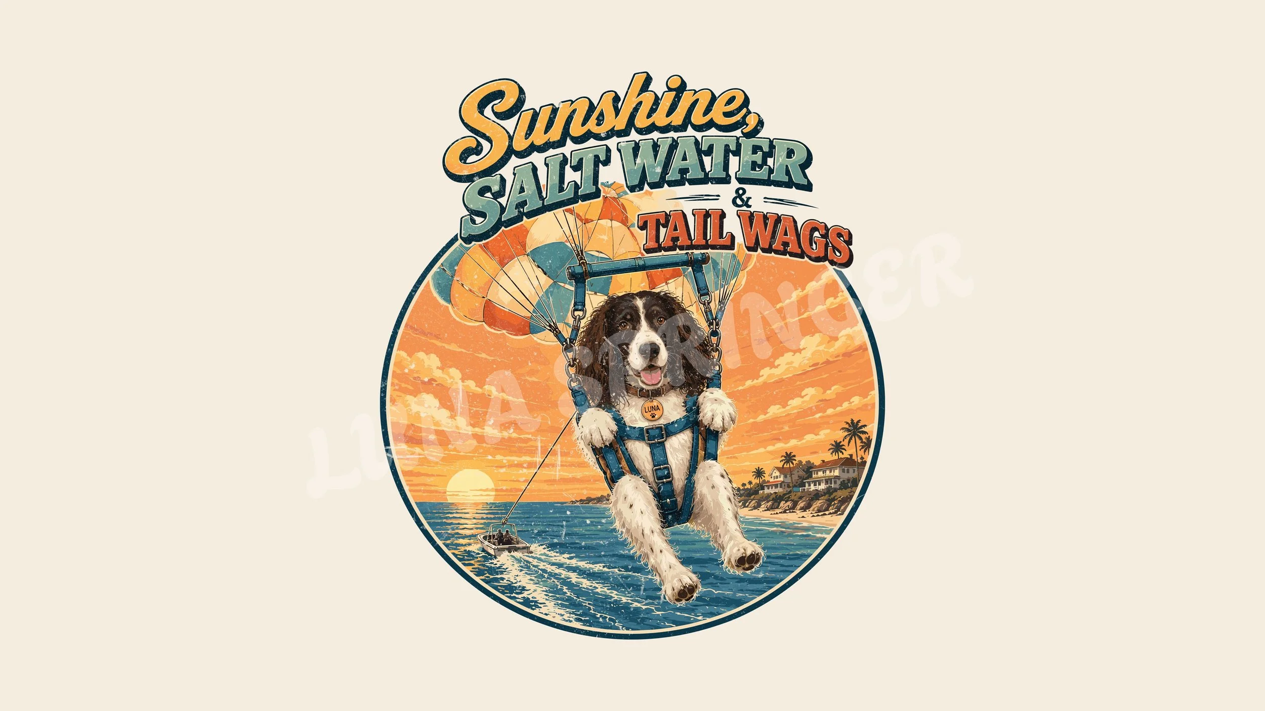 Sunshine, Salt Water & Tail Wags Digital Art | 16:9 | 4K