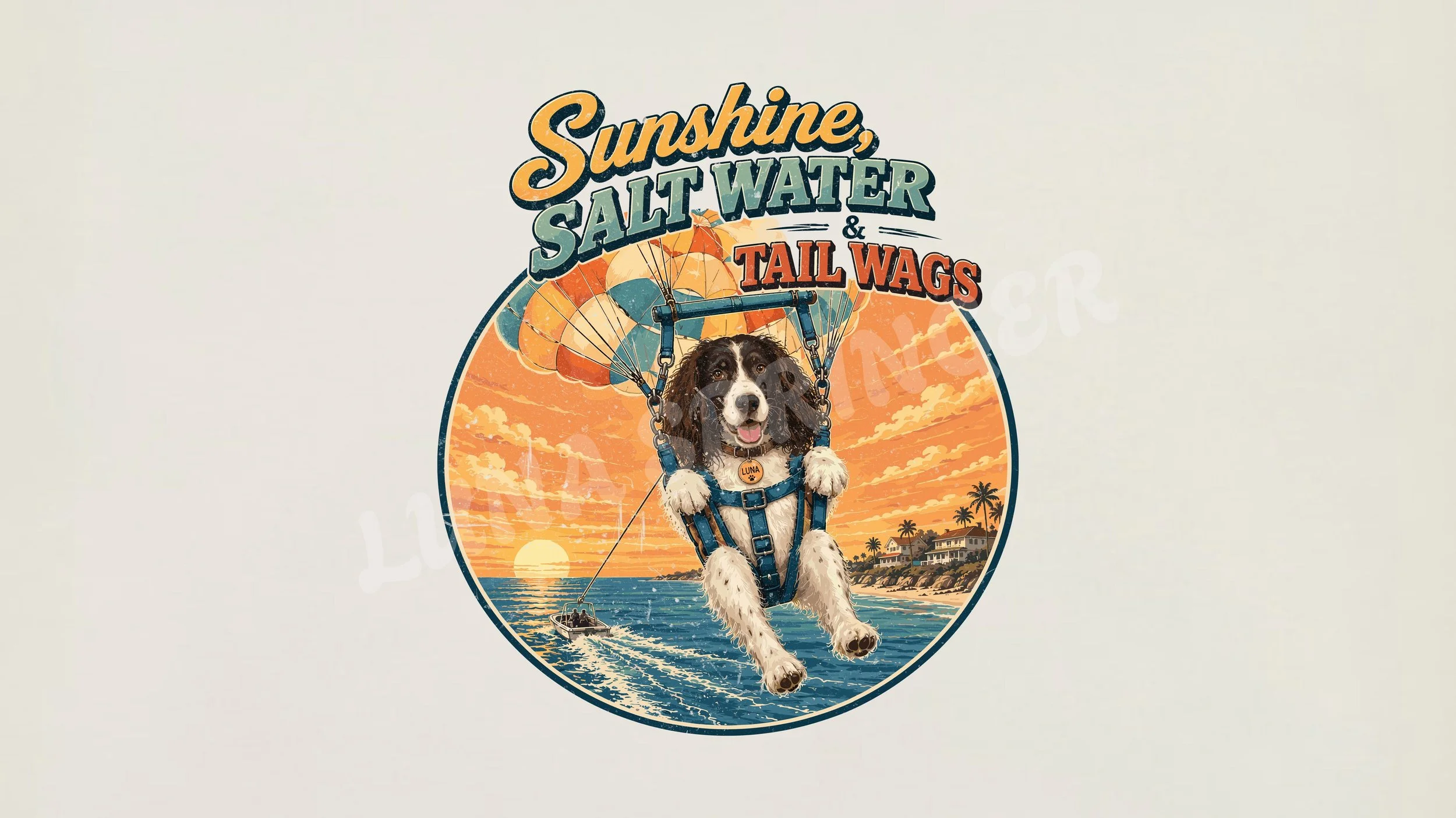 Sunshine, Salt Water & Tail Wags Digital Art | 16:9 | 4K