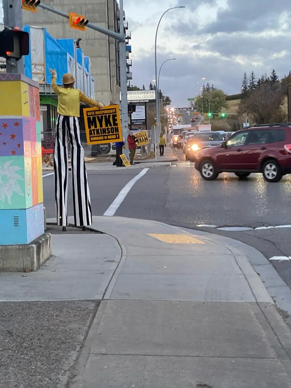 I have *the best* volunteers (yes, those are stilts)!