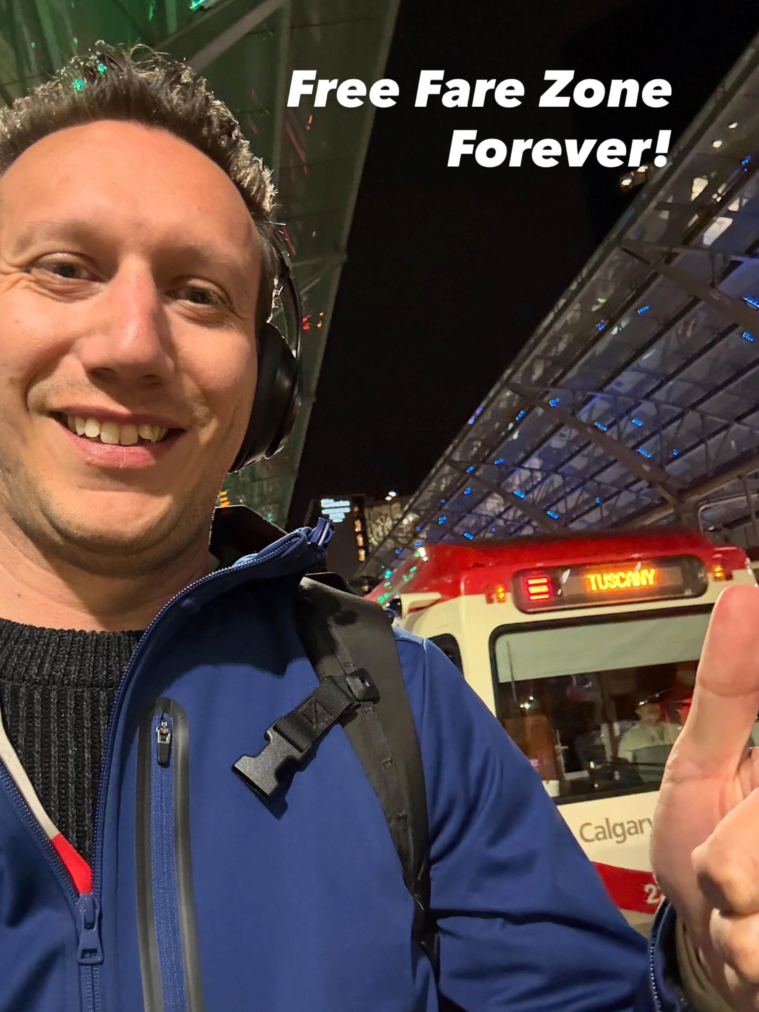 A celebratory ride home as the Free Fare Zone survives another day!

Tonight City Council voted to keep the Free Fare Zone&hellip; for now. Unfortunately we will likely be debating the survival of the Free Fare Zone again in Q1 2027 alongside the res