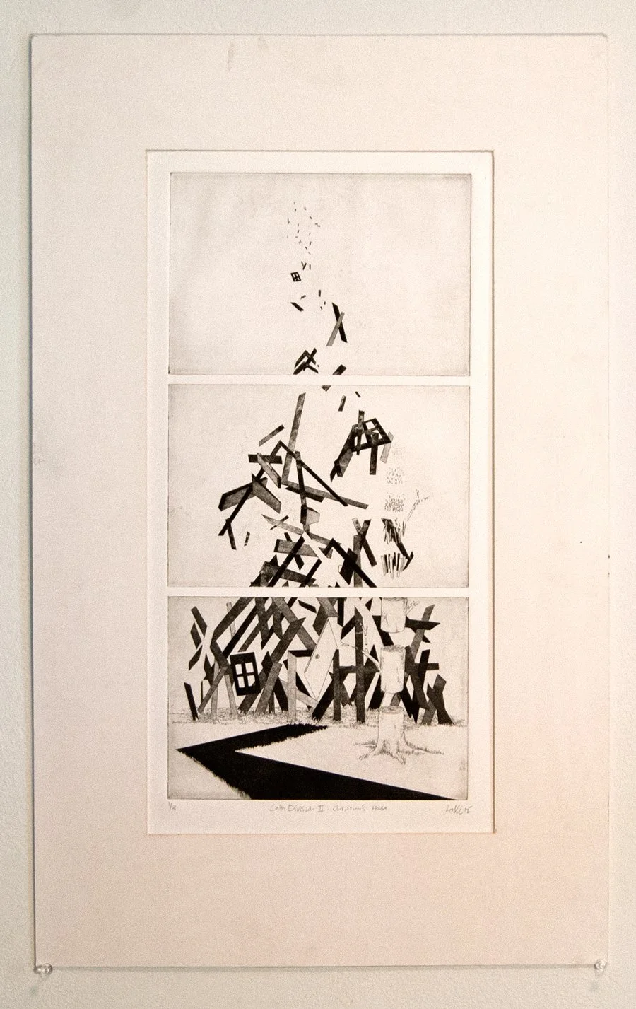 "Calm Division II". Intaglio print with hard-ground etching & several stages of rosin etching. 2015