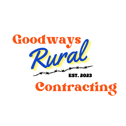 Logo for Goodways Rural Contracting with the company name and establishment year, 2023, featuring barbed wire design.