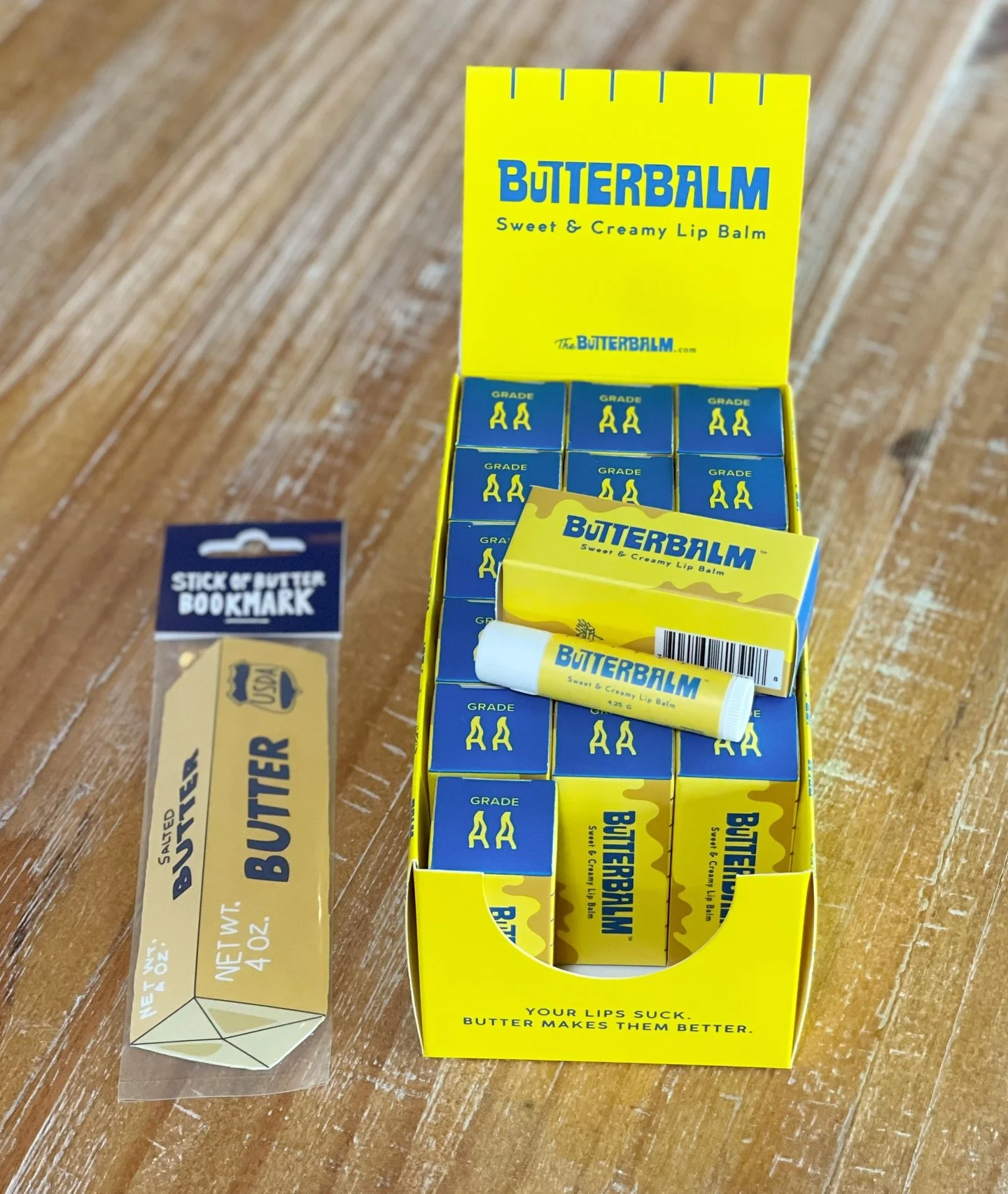 ok we found the best lip balm&hellip;
I mean butterbalm 🧈💛 @thebutterbalm 
and somehow it matches our bookmarks?? @humdrumpaper