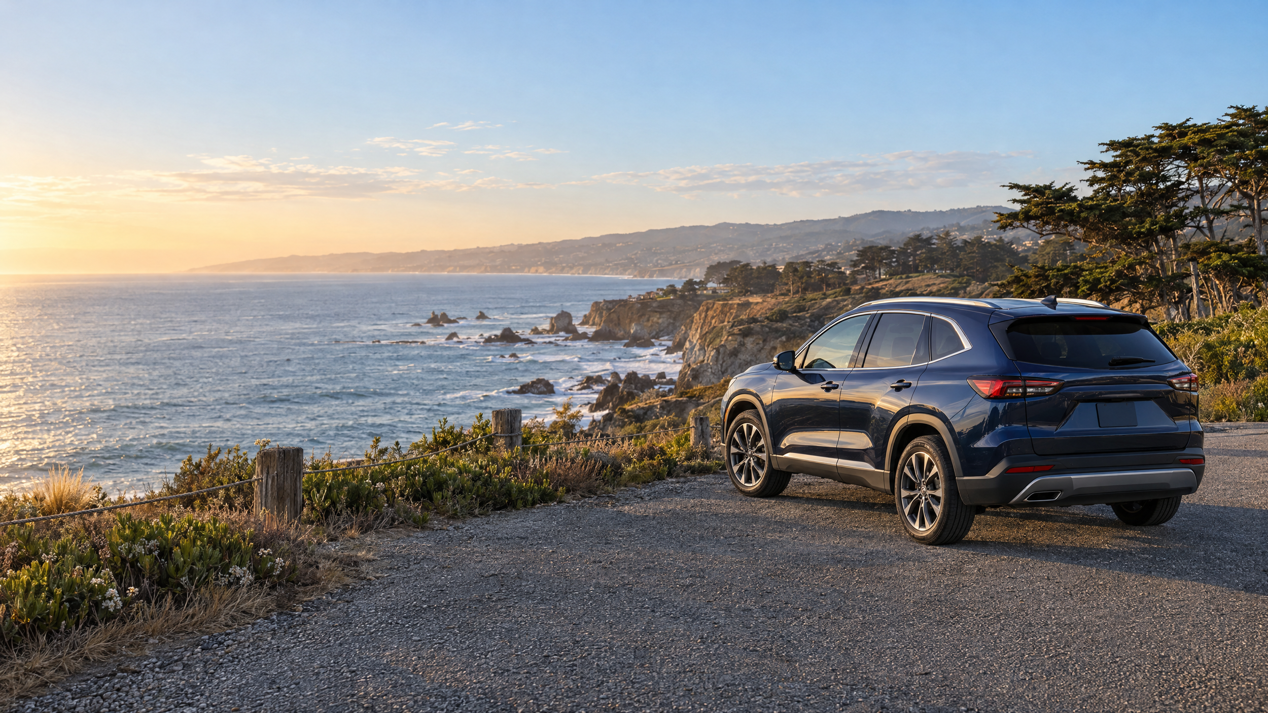 Mobile Notary car parked over looking Santa Cruz bay