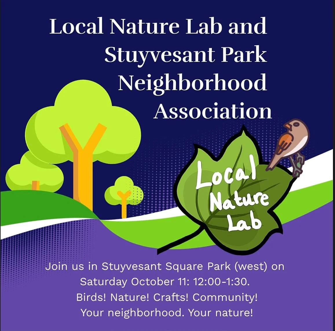 Please join us for this family friendly nature connect with @localnaturelab Saturday in Stuyvesant Square Park- near the picnic tables! 

www.spnanyc.org to register