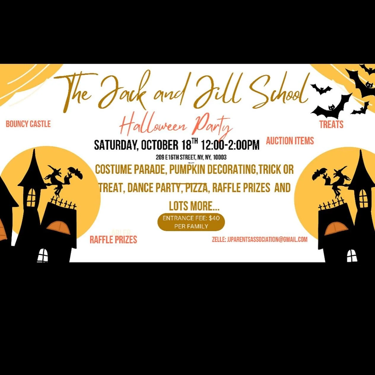 HALLOWEEN PARTY ALERT!!!🎃🎃🎃

Sat. Oct 18th 12noon-2pm at 
The Jack and Jill School 

So much fun to be had!! 
Costume Contest! 
Pumpkin carving! 
Bouncy House!