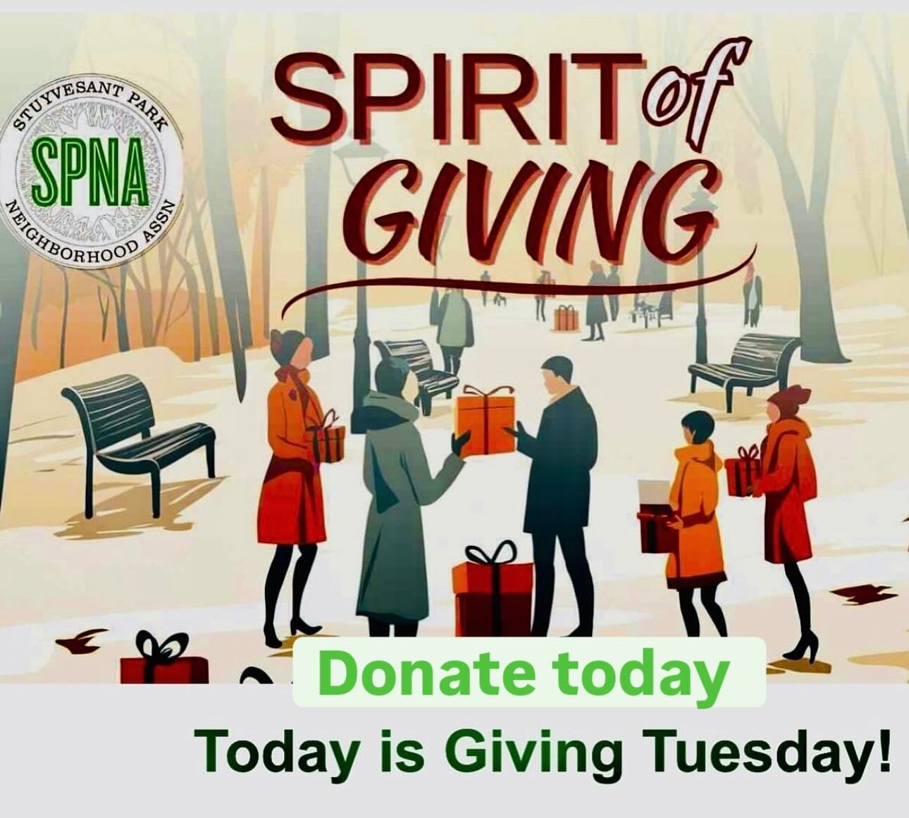 Stuyvesant Square Park needs your help.

Today is Giving Tuesday- on this annual global day of giving, please consider including SPNA&rsquo;s Spirit of Giving year end fundraising campaign on your list of charitable contributions and company matches-