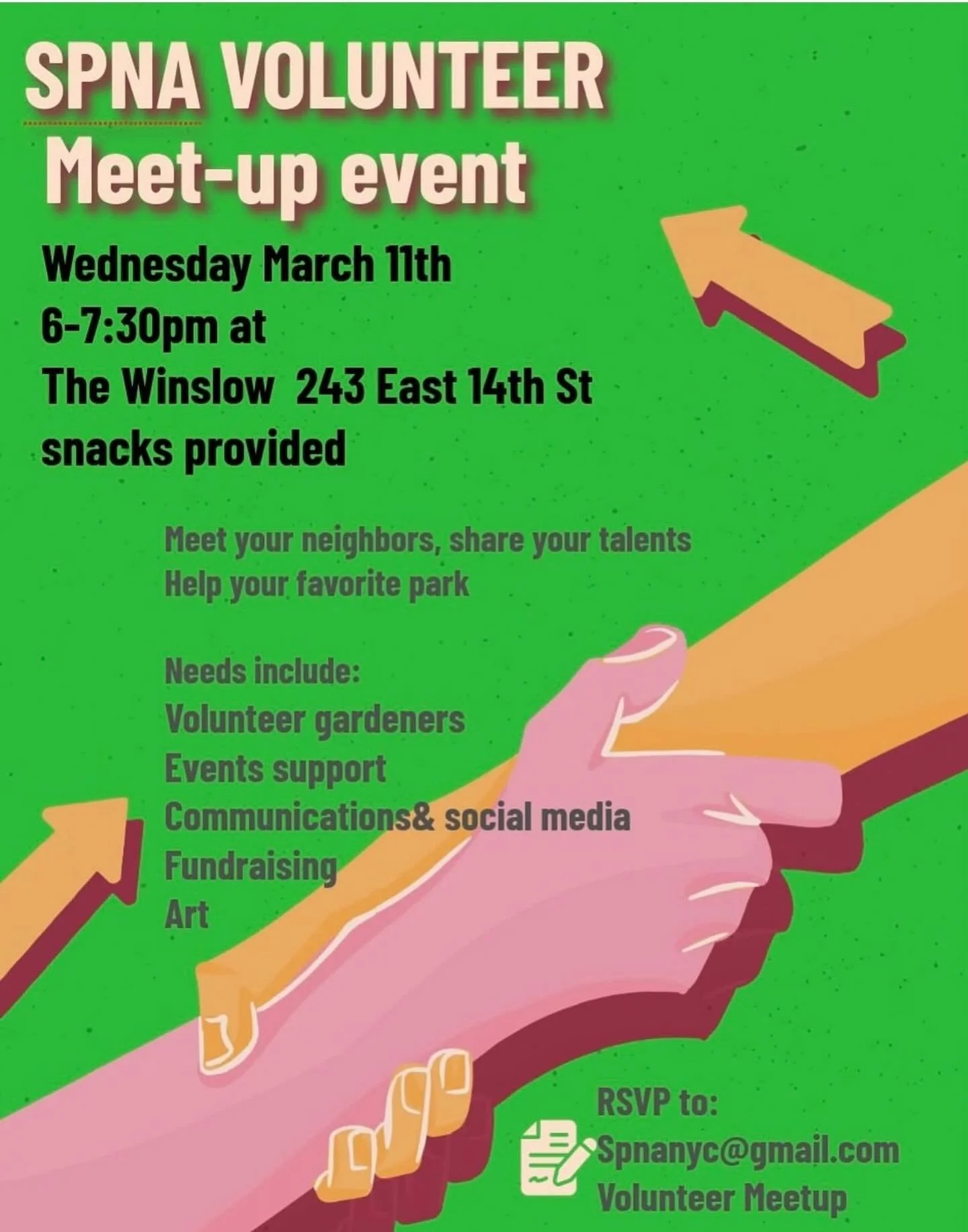 As we look toward the active spring&ndash;fall months, join us to meet our team, say hello, and learn how you can help serve and enrich your community park.

 
We&rsquo;re seeking neighbors interested in:
Gardening &mdash; volunteer days and experien