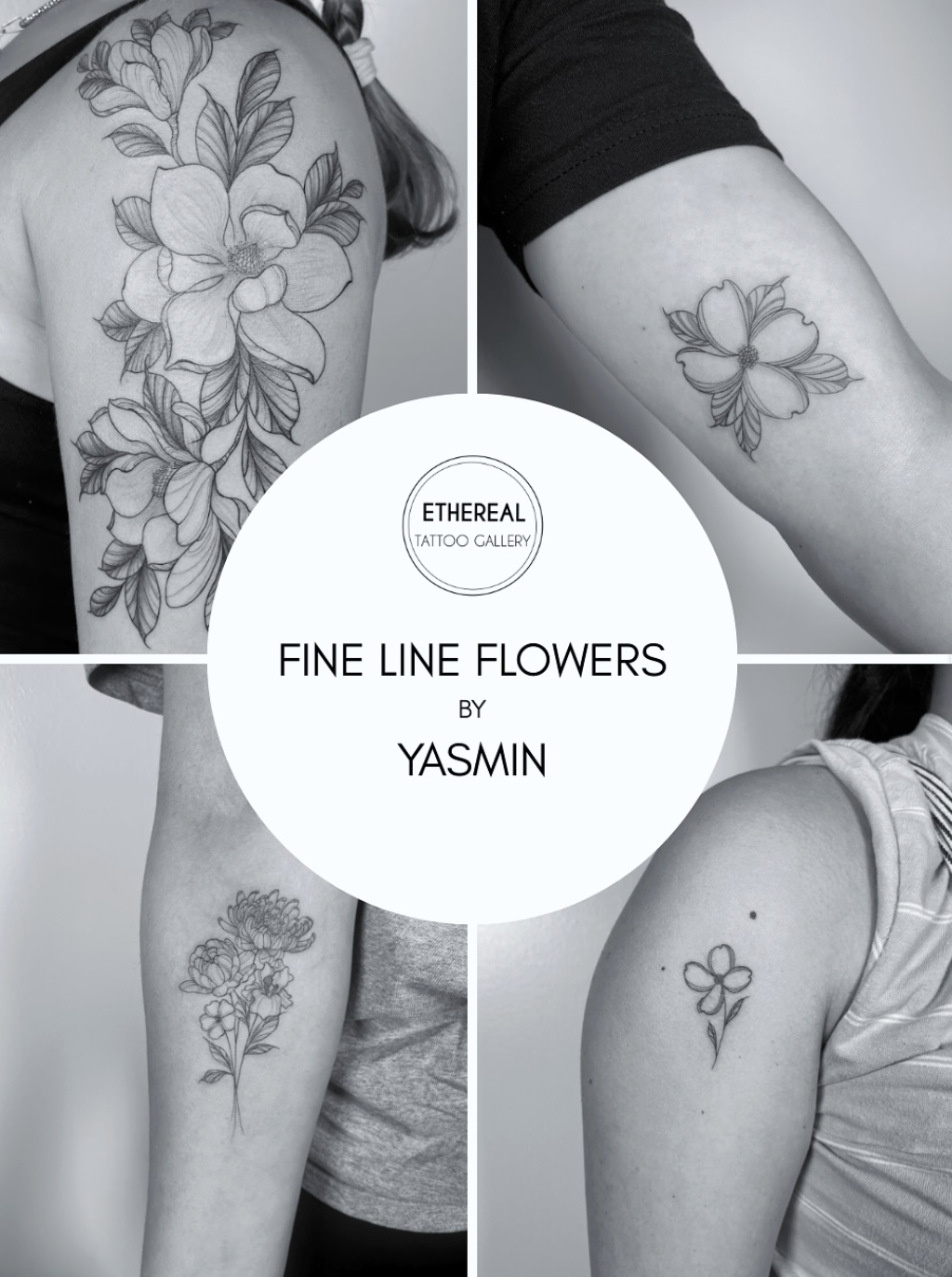Fine Line Flower Tattoos by Yasmin: Soft, Botanical Tattoos in Durham, NC