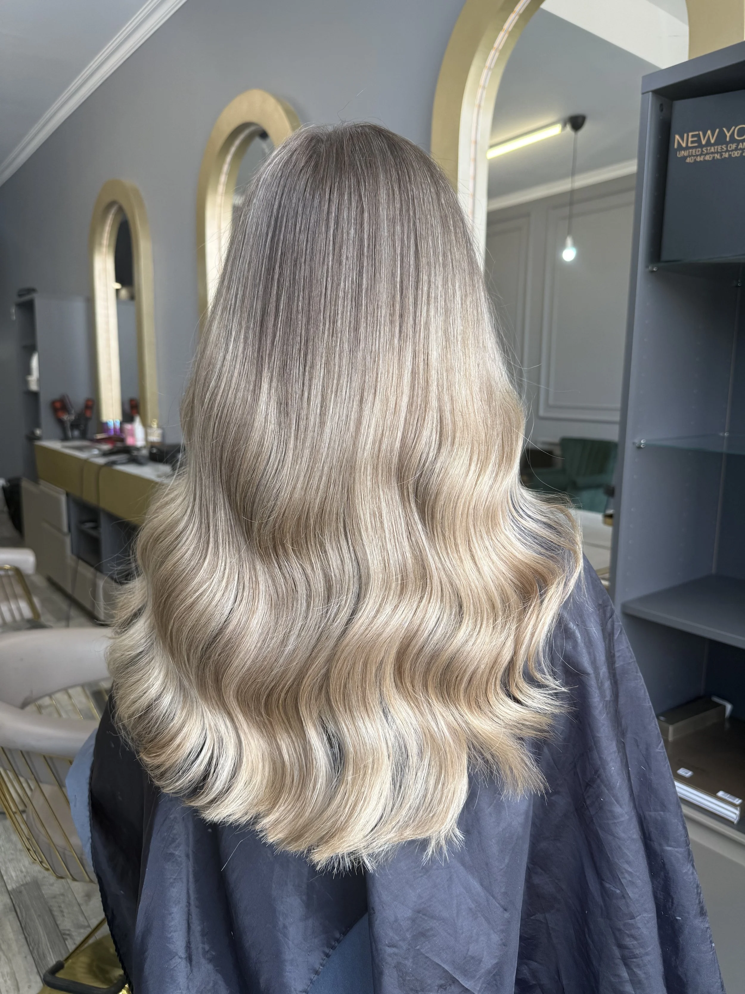 AirTouch blonde hair with soft waves by CS London HairShine in Mill Hill, North London