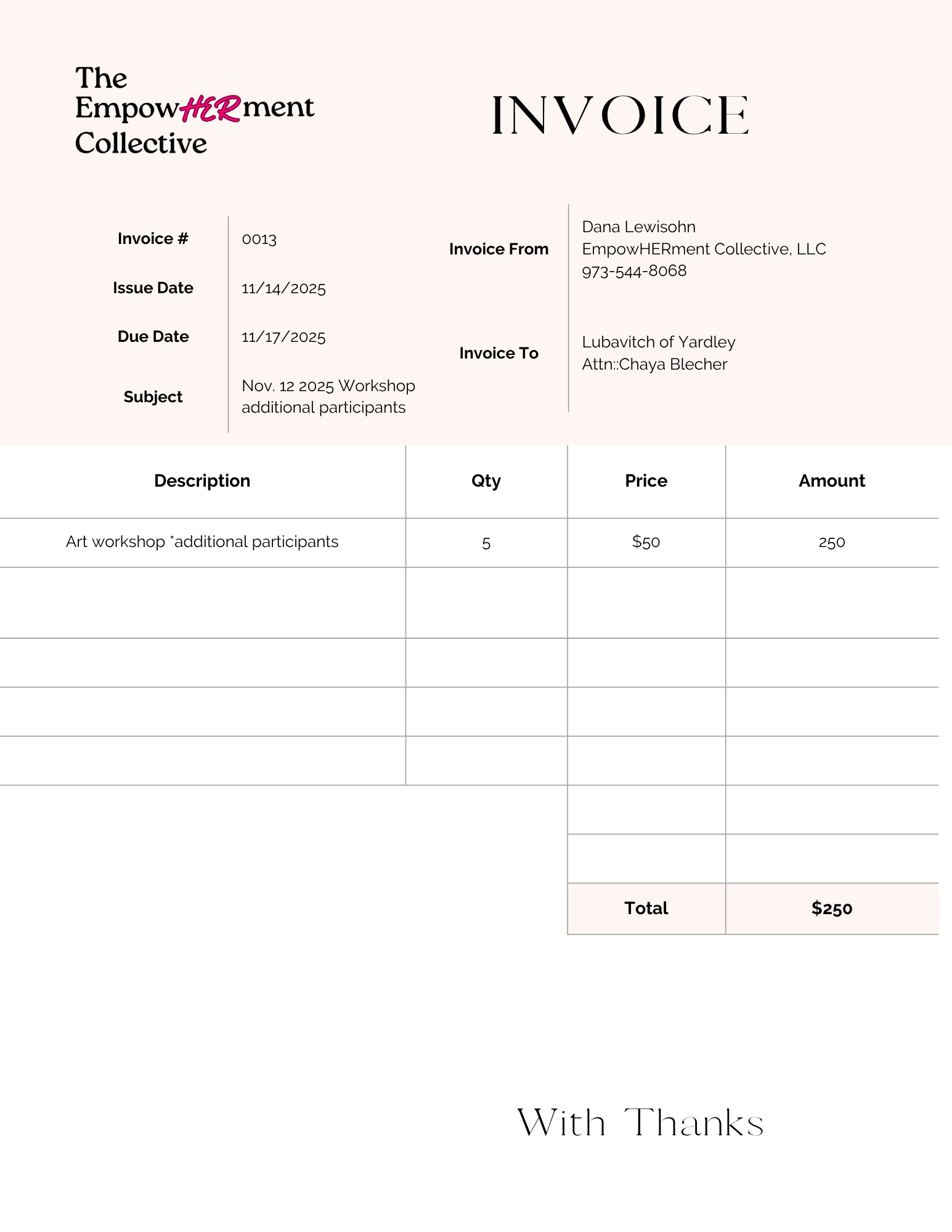 Art Workshop for Lubavitch of Yardley