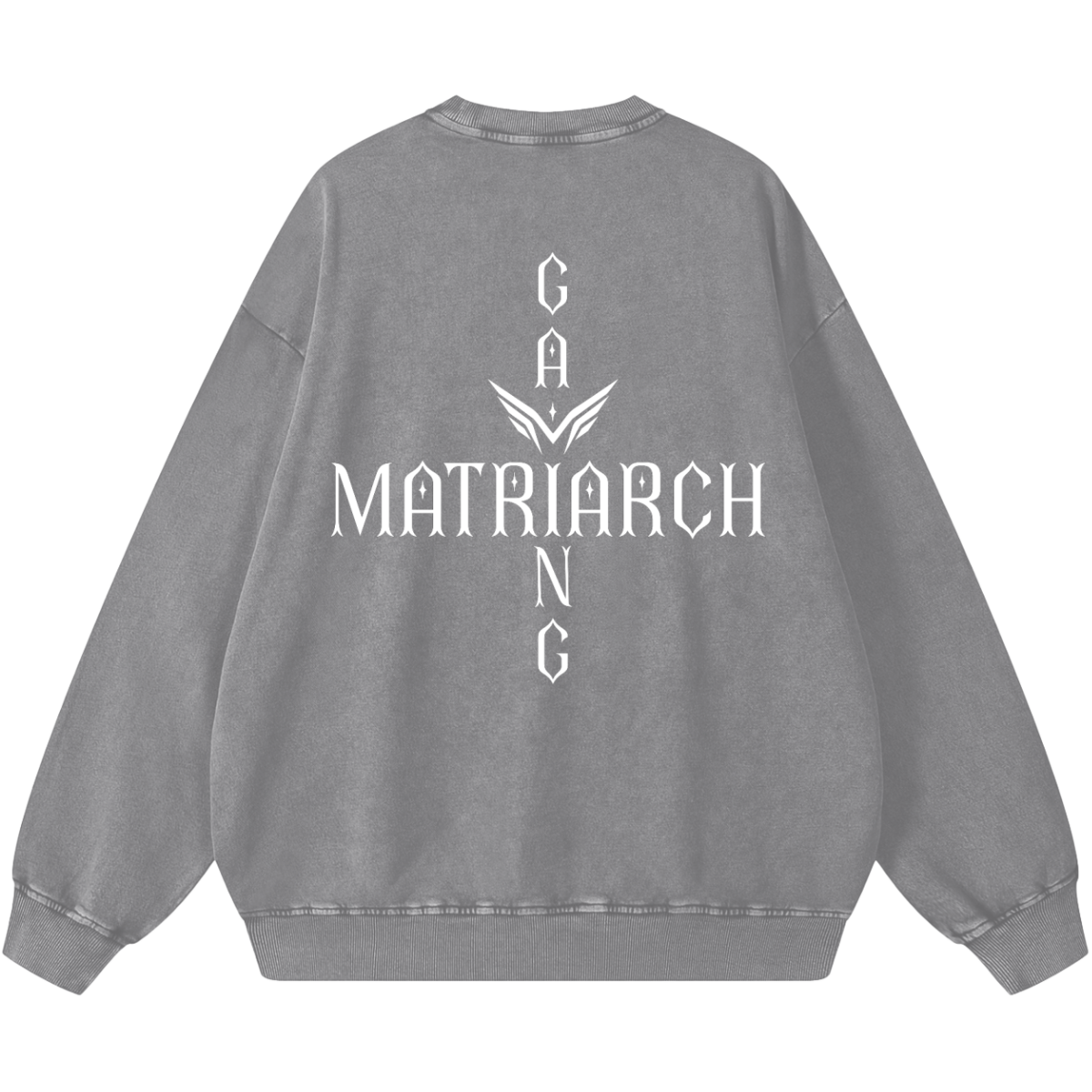 Matriarch White Criss-Cross Sweatshirt Light Gray Back.png
