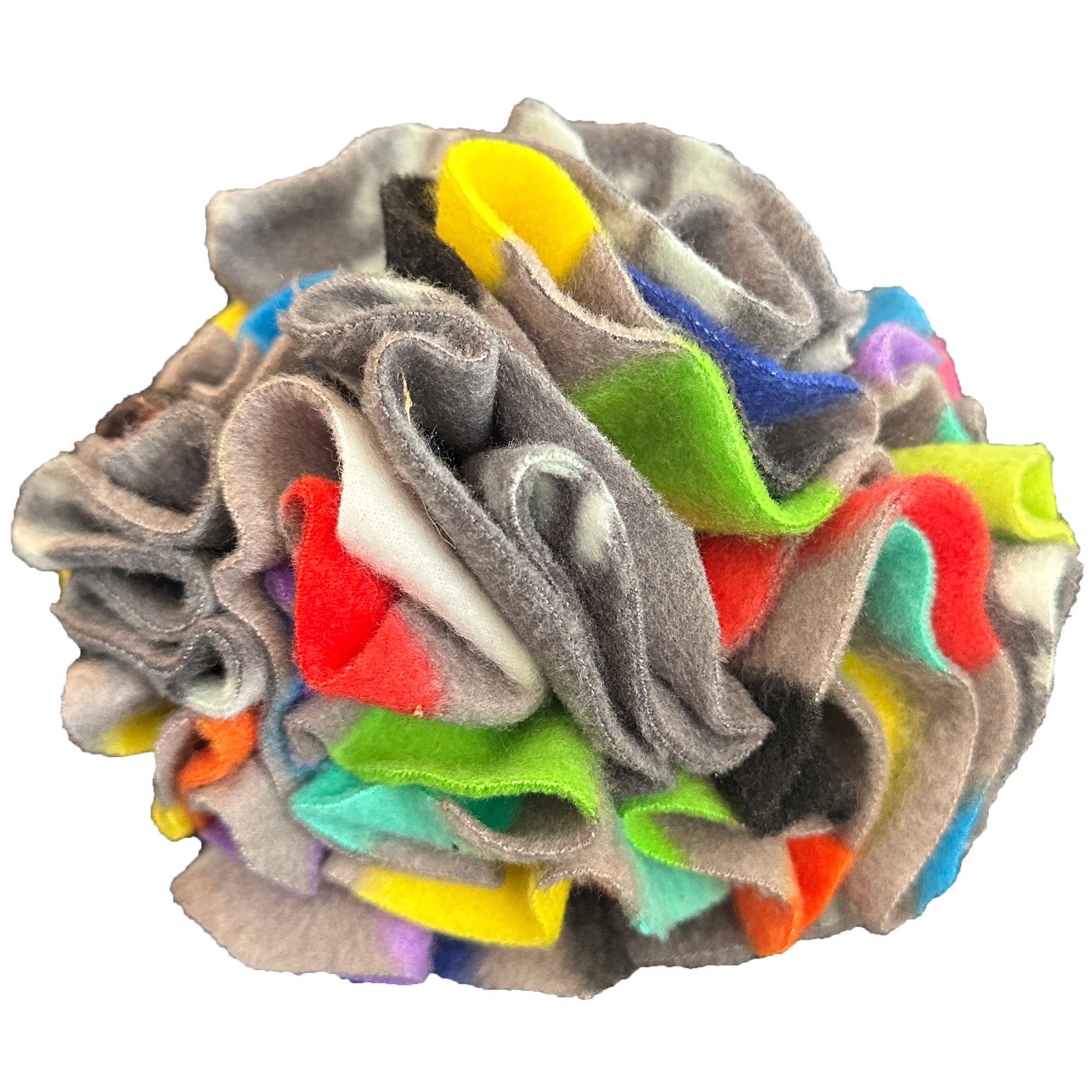 Snuffle Ball - Grey + Cream Paw Print, Rainbow accents.png