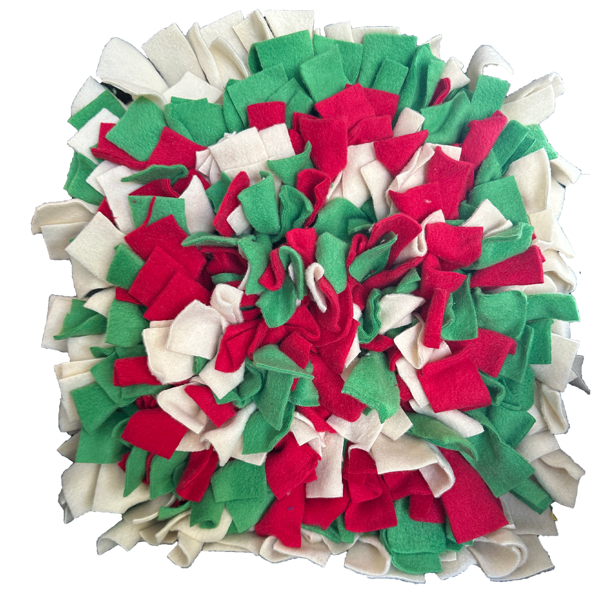 Snuffle Mat - Dark Green, Bright Red, White, Cream